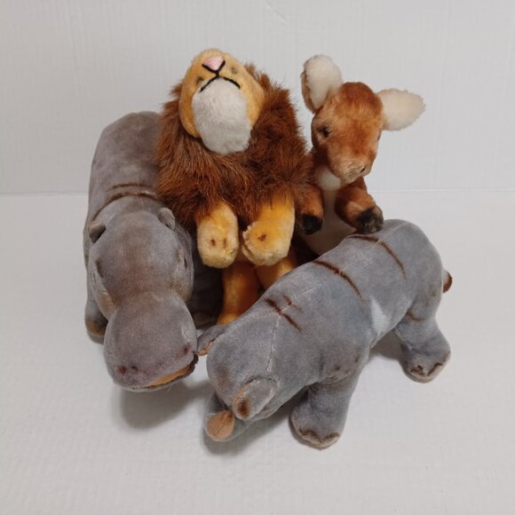 Vintage Mary Meyer Stuffed Animal Kangaroo Lion Hippo Rhino Vermont Toys - Picture 9 of 9